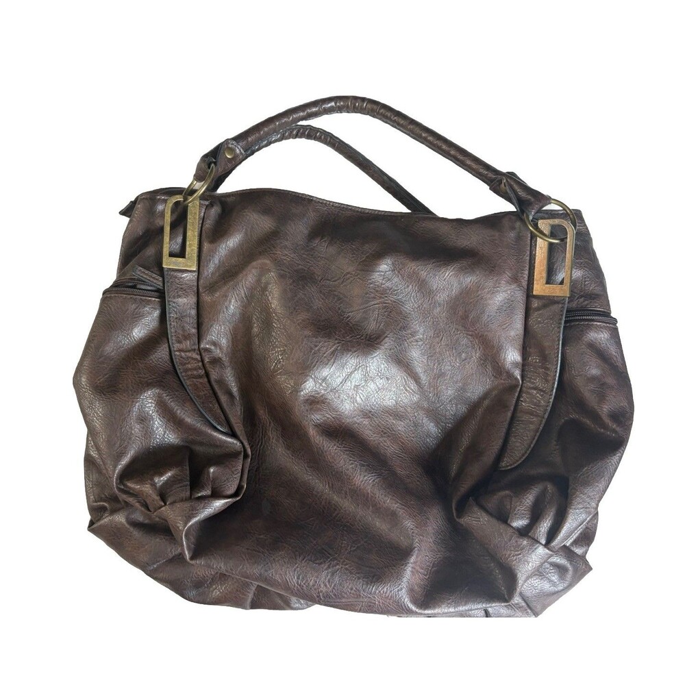 Buano Purse  Bag Faux Leather Large Satchel Shoulder Bag Brown